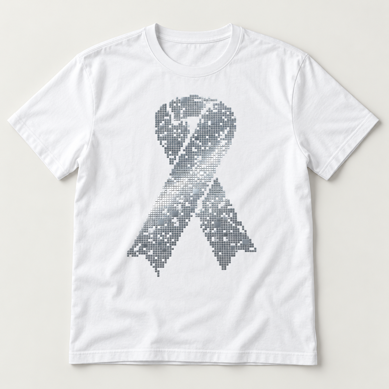 White T-shirt with the metallic Cyber Ribbon